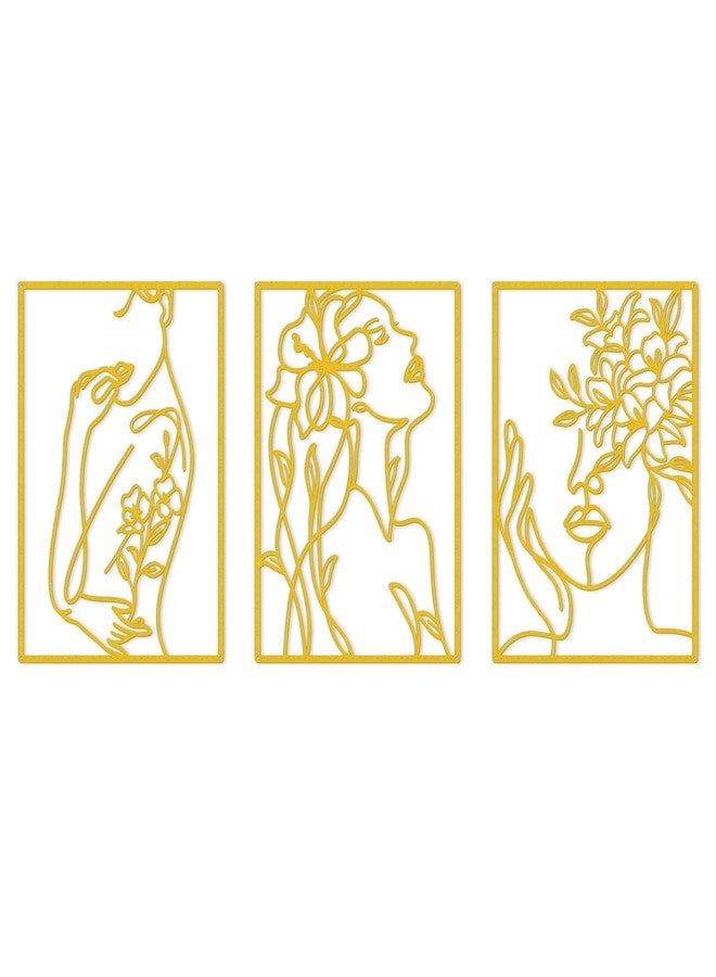 KOYILTD 3 Pcs Minimalist Gold Wall Decor Female Body Minimalist Line Wall Art Modern Aesthetic Home Decoration Abstract Wall Art for Home Living Room Bedroom Bathroom (Charming, Gold, Large) - Image 1